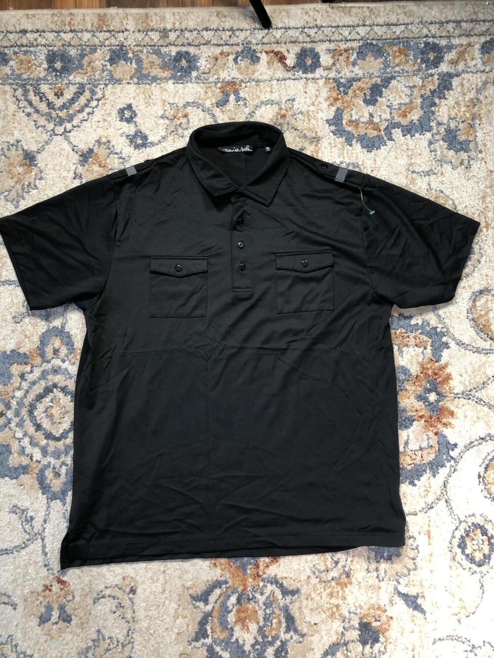 Travis Mathew Polo Shirt Mens XL Black Dual Pocket Patriotic Golf Short Sleeve